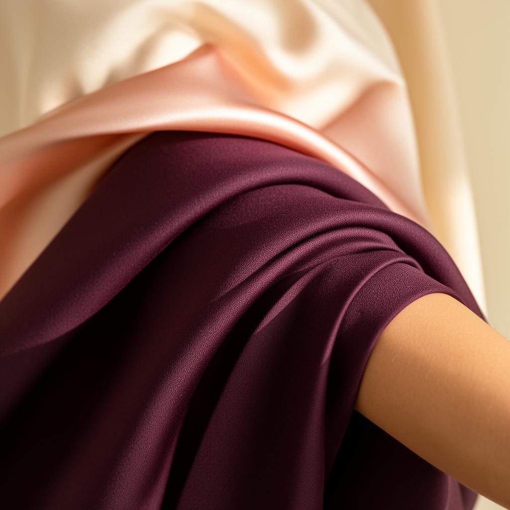 Italian wool, satin, and crepe draped over a forearm in warm ivory light